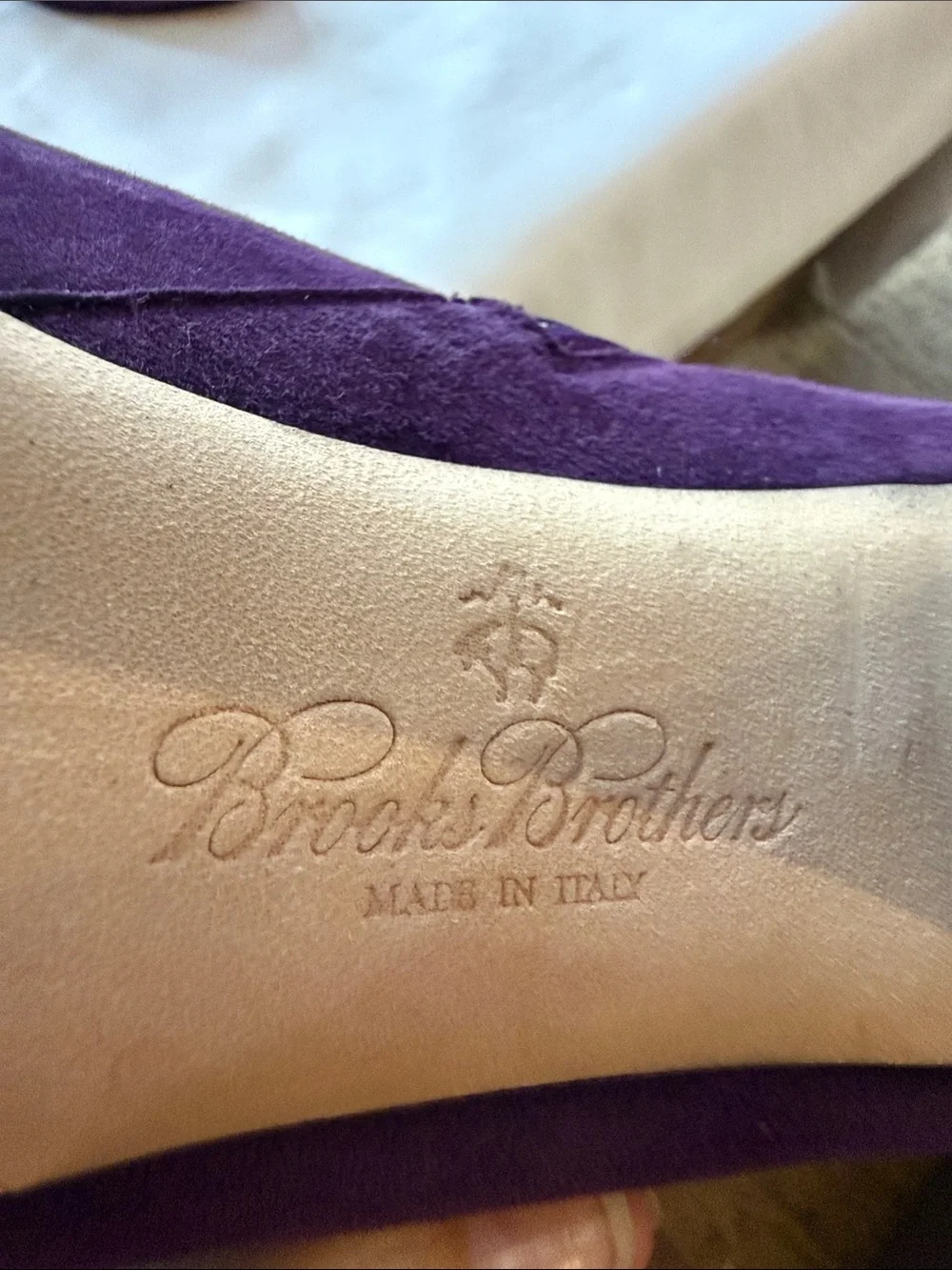 Brooks Brothers Italian Made Purple Suede Ankle Boots with Tassel Zip